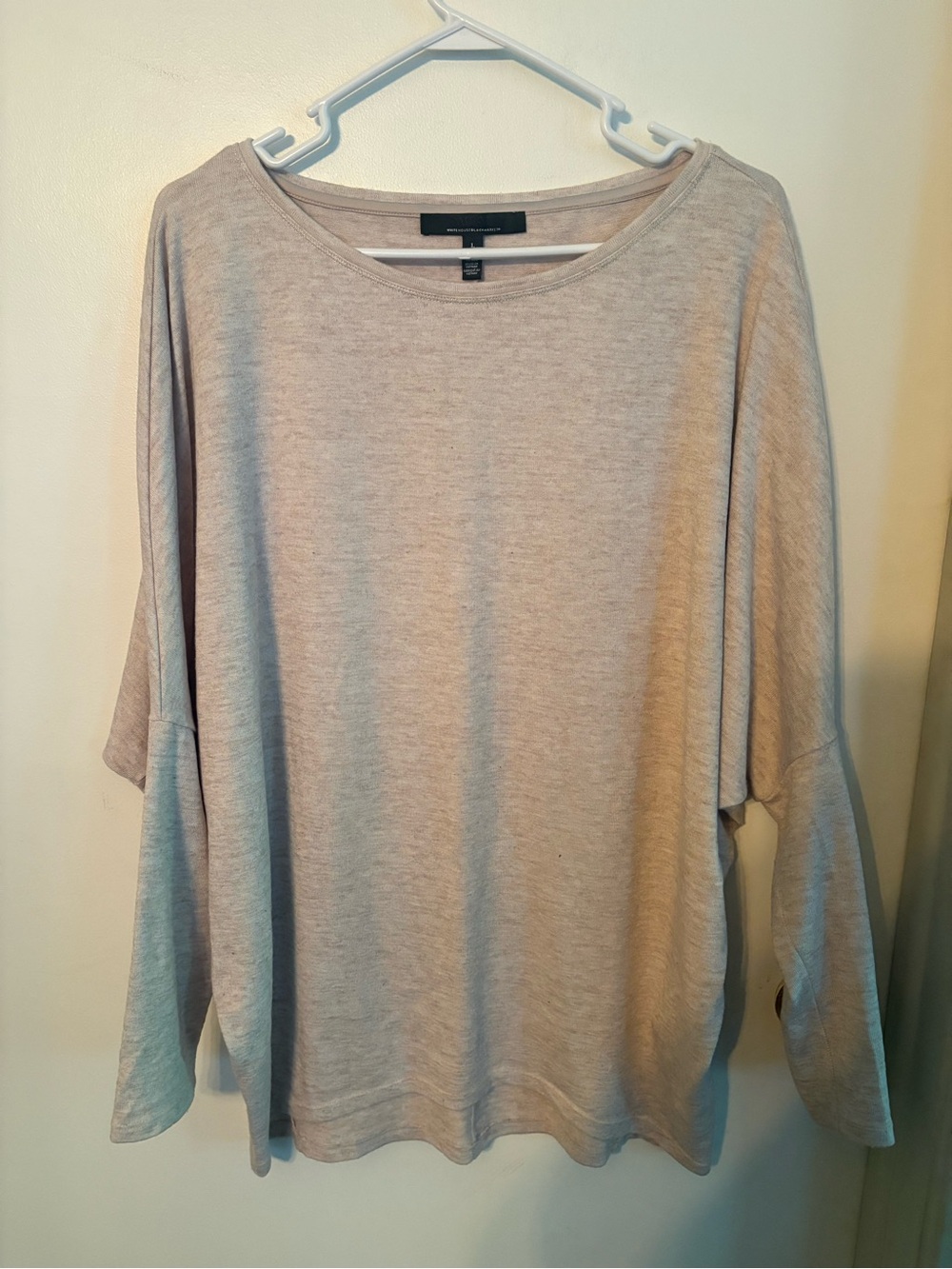 White House Black Market Light Beige Scoop Neck Sweater